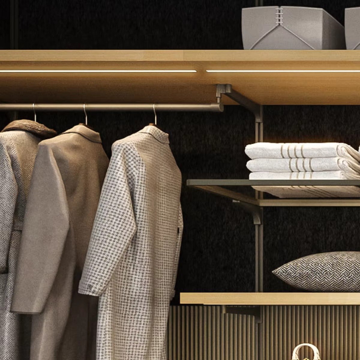 Modern Wall Mounted Cloakroom Wardrobe | Custom Aluminum Hanging Walk-in Closet System - Image 2