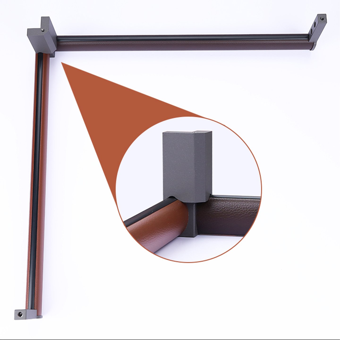 Leather Wrapped Oval Aluminum Wardrobe Hanging Rail | Custom Closet Rod - Image 6